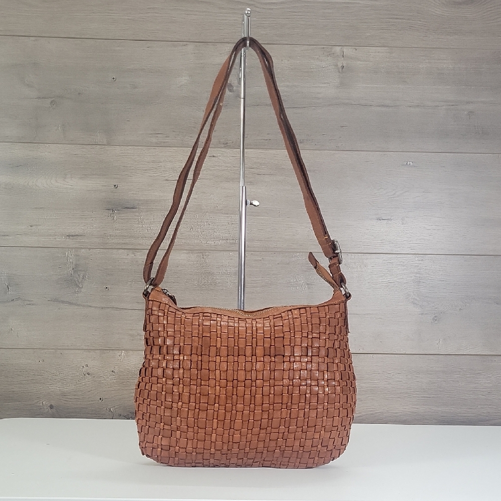 Vilenca Holland for Anthropologie Brown Woven Leather Shoulder Bag